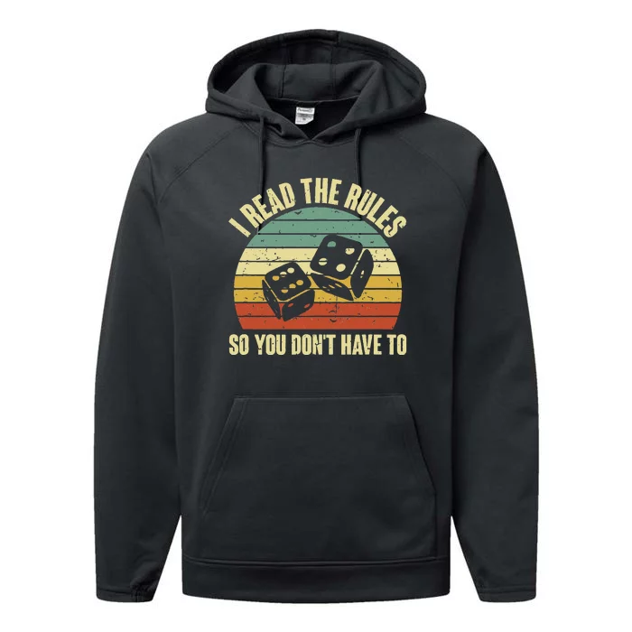 Game Night Adults Funny Board Games I Read The Rules Performance Fleece Hoodie