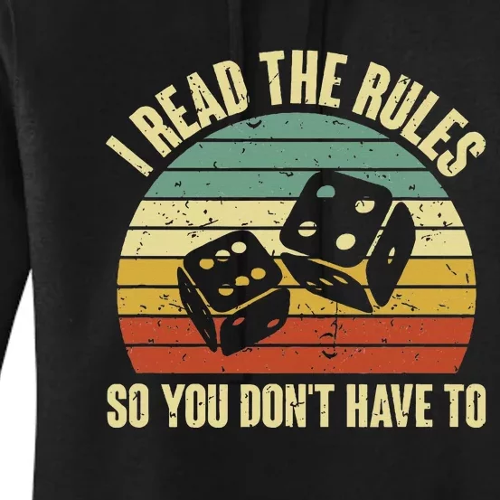 Game Night Adults Funny Board Games I Read The Rules Women's Pullover Hoodie