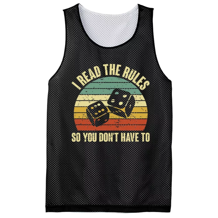 Game Night Adults Funny Board Games I Read The Rules Mesh Reversible Basketball Jersey Tank