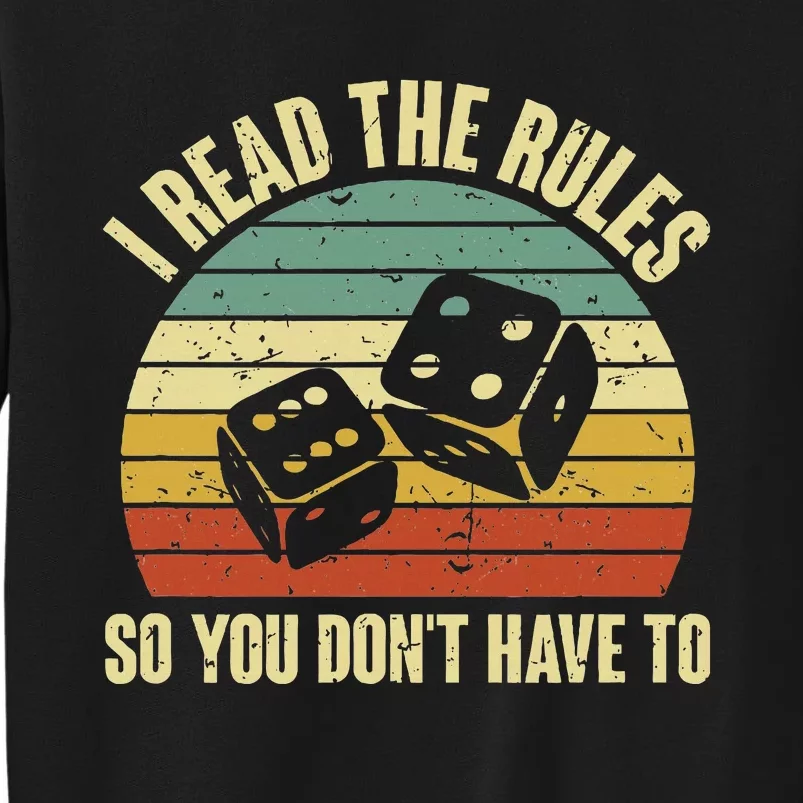 Game Night Adults Funny Board Games I Read The Rules Tall Sweatshirt