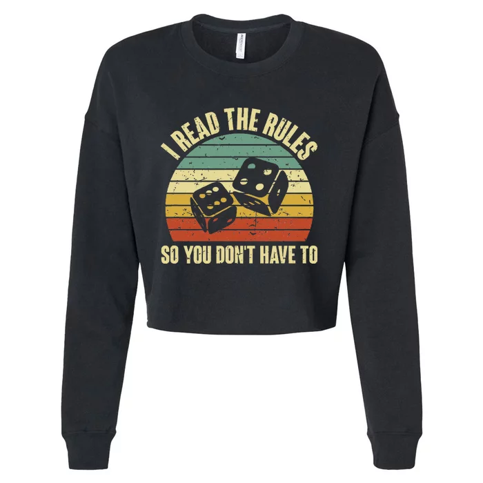 Game Night Adults Funny Board Games I Read The Rules Cropped Pullover Crew