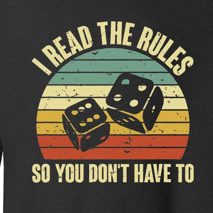 Game Night Adults Funny Board Games I Read The Rules Toddler Sweatshirt