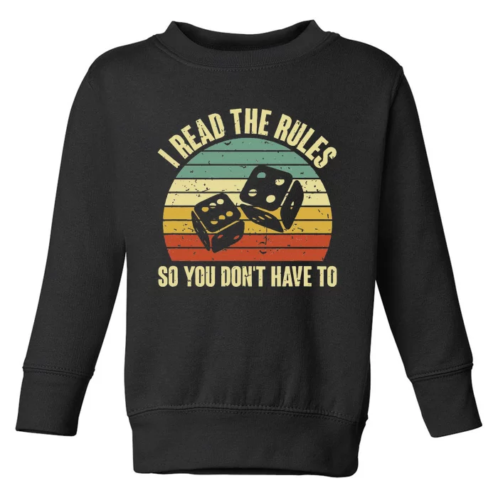 Game Night Adults Funny Board Games I Read The Rules Toddler Sweatshirt