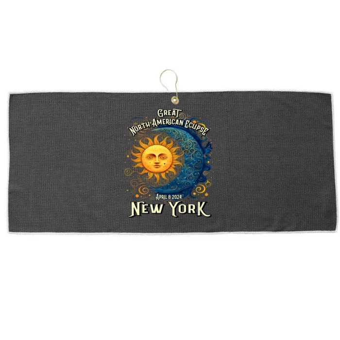 Great North American Eclipse Total Solar Eclipse Earth Moon Sun Cosmic Alignment Large Microfiber Waffle Golf Towel