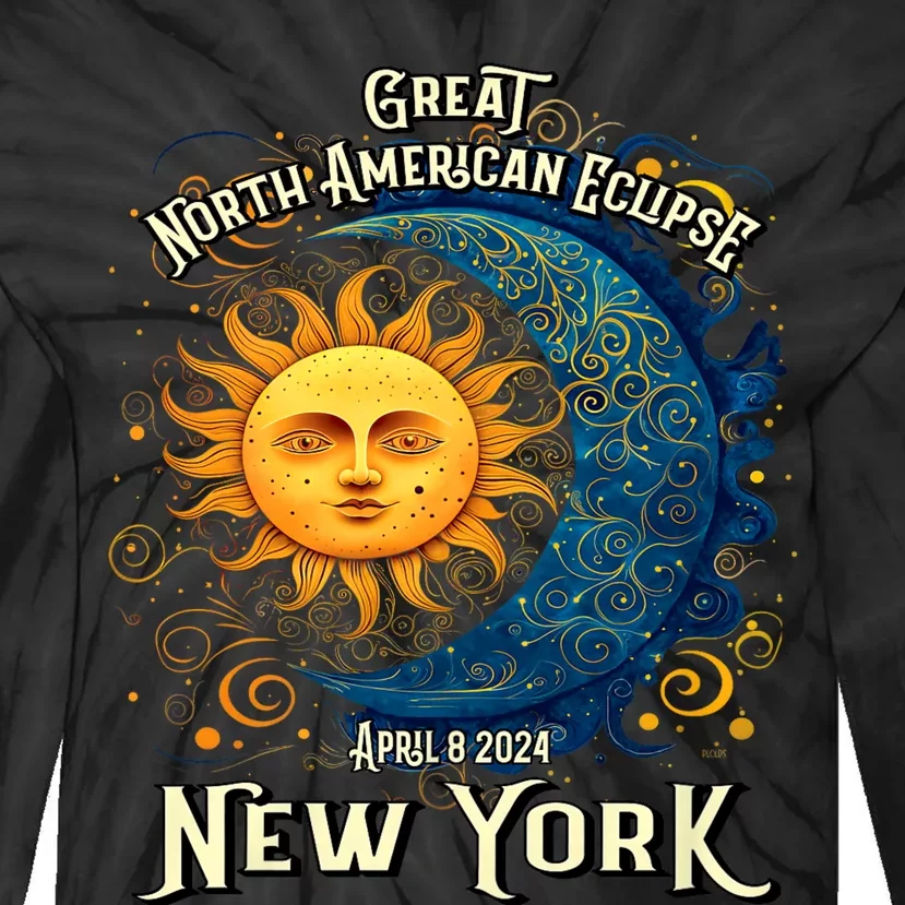 Great North American Eclipse Total Solar Eclipse Earth Moon Sun Cosmic Alignment Tie-Dye Long Sleeve Shirt