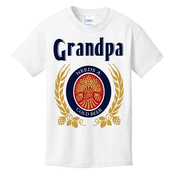 Grandpa Needs A Cold Beer Happy Fathers Day Kids T-Shirt