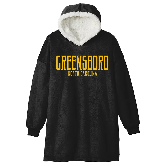 Greensboro North Carolina Text Amber Hooded Wearable Blanket