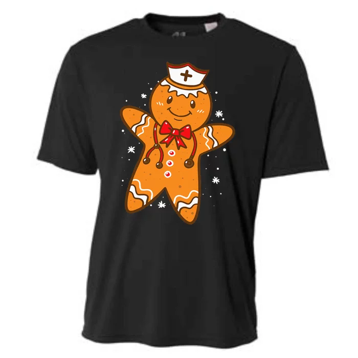 Gingerbread Nurse Christmas Cookies Baking Nursing Cooling Performance Crew T-Shirt