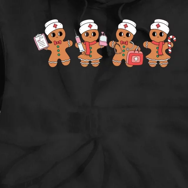 Gingerbread Nurse Christmas Tie Dye Hoodie