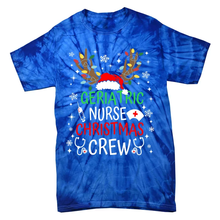 Geriatric Nurse Crew Reindeer Christmas Nursing Squad Group Gift Tie-Dye T-Shirt