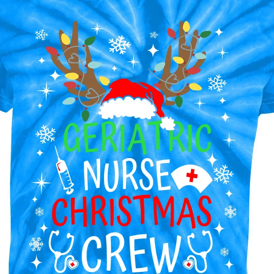 Geriatric Nurse Crew Reindeer Christmas Nursing Squad Group Gift Kids Tie-Dye T-Shirt