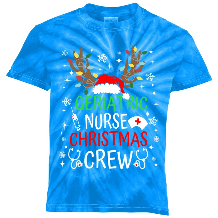 Geriatric Nurse Crew Reindeer Christmas Nursing Squad Group Gift Kids Tie-Dye T-Shirt