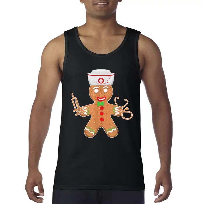 Gingerbread Nurse Christmas Cookie Costume Baking Team Tank Top