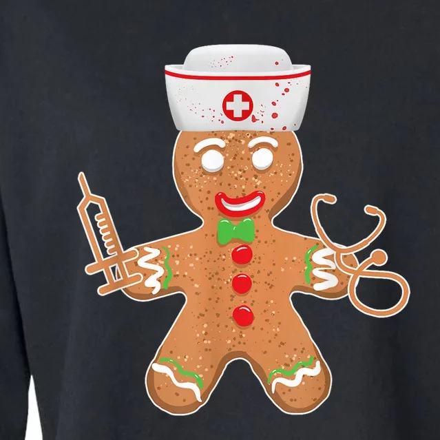 Gingerbread Nurse Christmas Cookie Costume Baking Team Cropped Pullover Crew