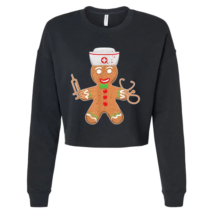 Gingerbread Nurse Christmas Cookie Costume Baking Team Cropped Pullover Crew