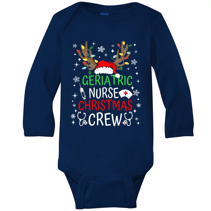 Geriatric Nurse Crew Reindeer Christmas Nursing Squad Group Great Gift Baby Long Sleeve Bodysuit