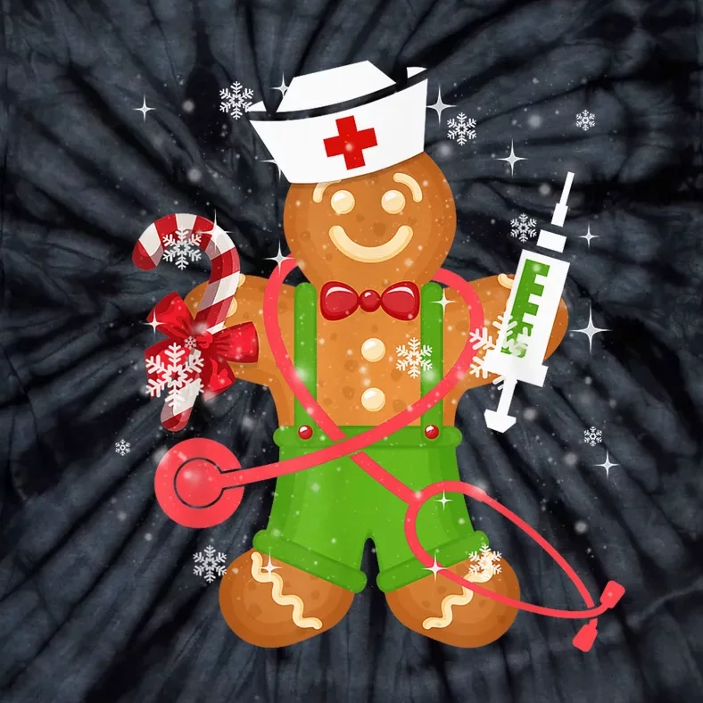 Gingerbread Nurse Christmas Cookies Baking Nursing Tie-Dye T-Shirt