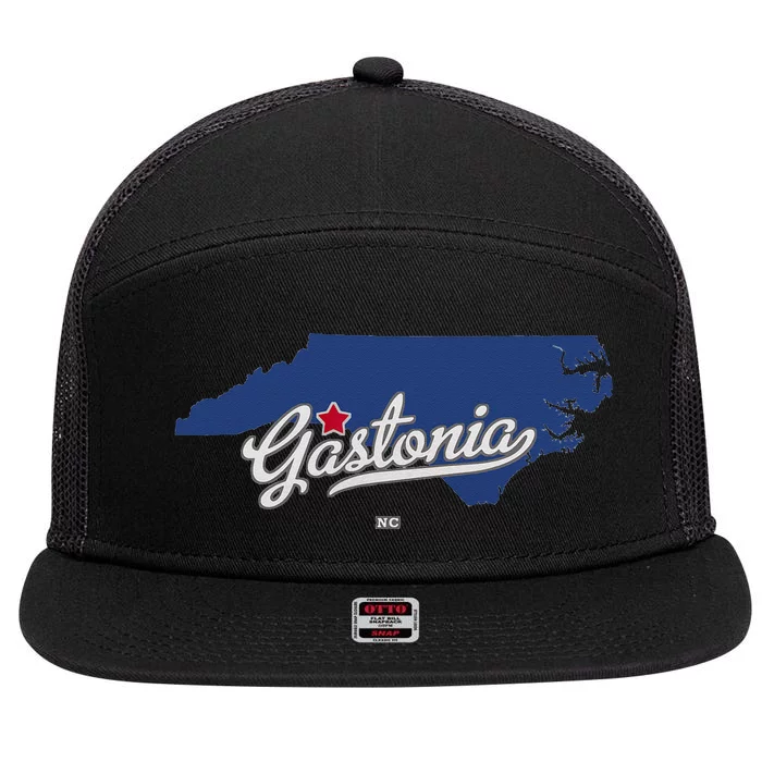 Gastonia North Carolina NC Map 7 Panel Mesh Trucker Snapback Hat