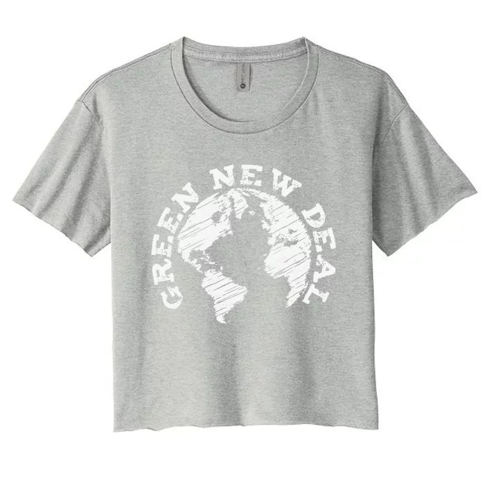 Green New Deal Globe Earth Day Environmental Women's Crop Top Tee