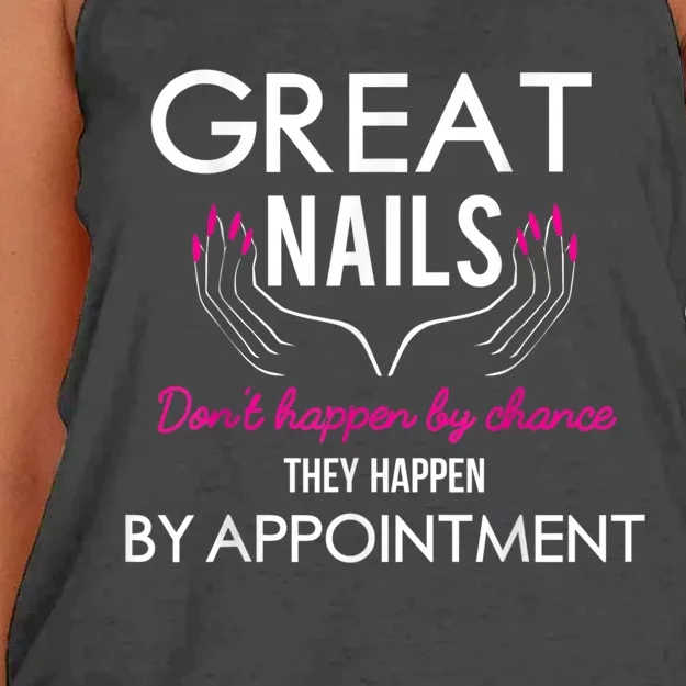 Great Nail Don't Happen By Chance Funny Nail Tech Women Women's Knotted Racerback Tank