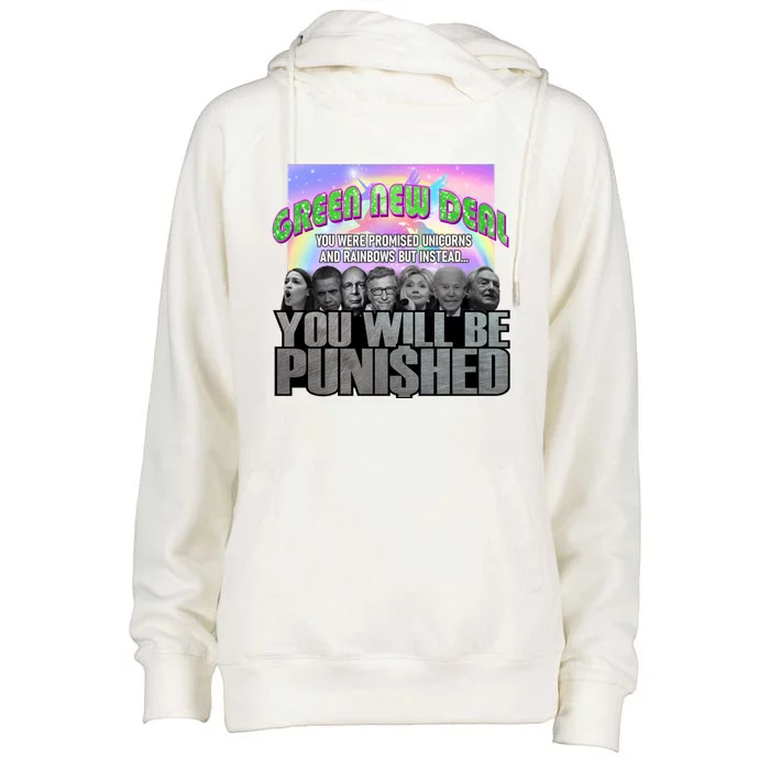 Green New Deal You Were Promised Unicorns And Rainbows Womens Funnel Neck Pullover Hood