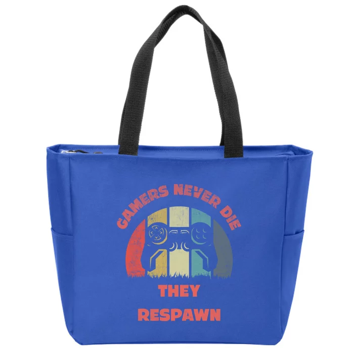 Gamers Never Die They Respawn Colorful Gamer Enthusiasts Des Gift Zip Tote Bag