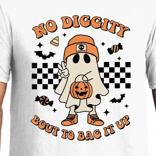 Ghost No Diggity Bout To Bag It Up For Retro Halloween Gift Pajama Set