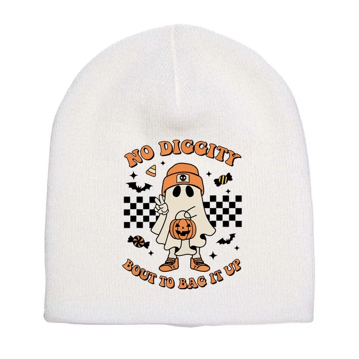 Ghost No Diggity Bout To Bag It Up For Retro Halloween Gift Short Acrylic Beanie