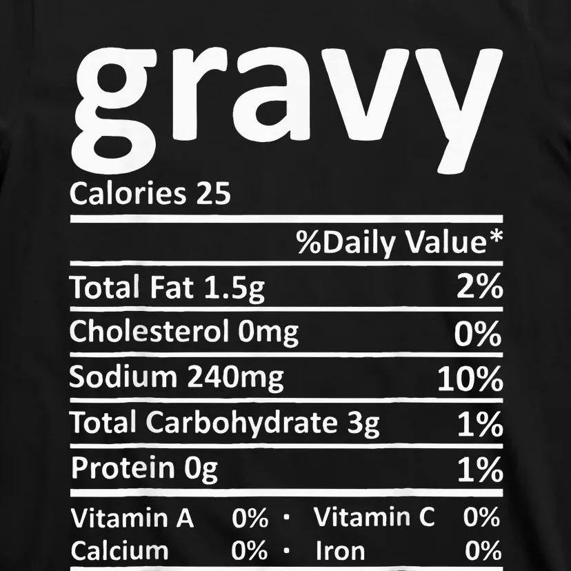 Gravy Nutrition Facts Thanksgiving Christmas Food T-Shirt