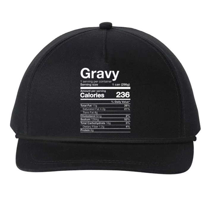 Gravy Nutrition Funny Thanksgiving Food Snapback Five-Panel Rope Hat