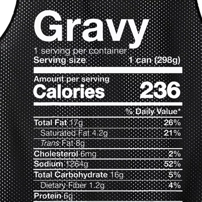 Gravy Nutrition Funny Thanksgiving Food Mesh Reversible Basketball Jersey Tank