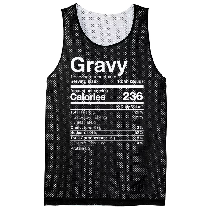 Gravy Nutrition Funny Thanksgiving Food Mesh Reversible Basketball Jersey Tank