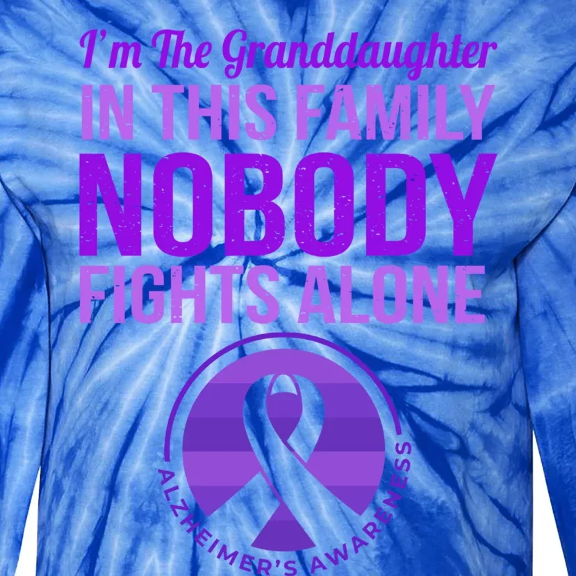 Granddaughter Nobody Fights Alone Alzheimers Awareness Gift Tie-Dye Long Sleeve Shirt