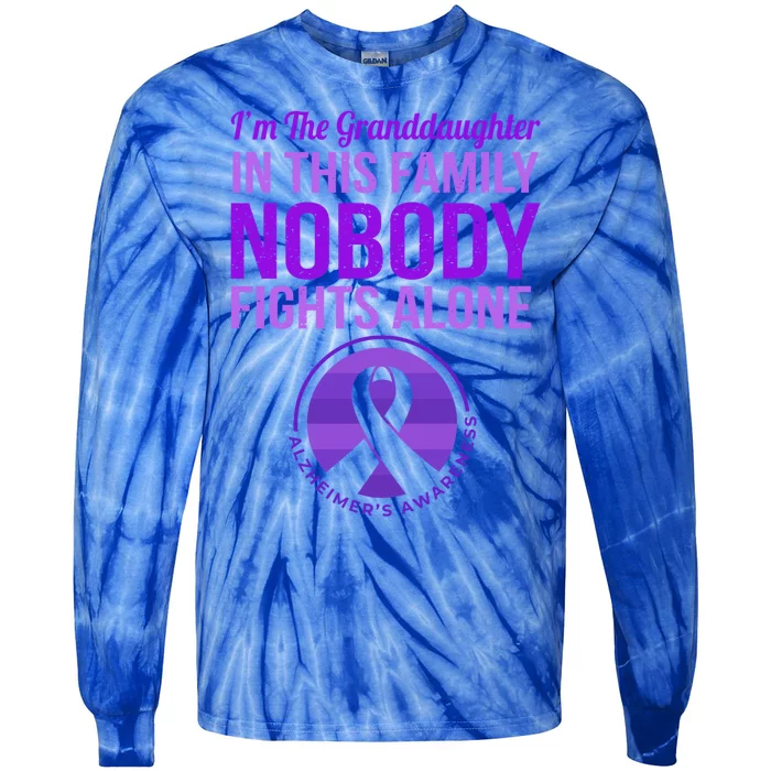 Granddaughter Nobody Fights Alone Alzheimers Awareness Gift Tie-Dye Long Sleeve Shirt