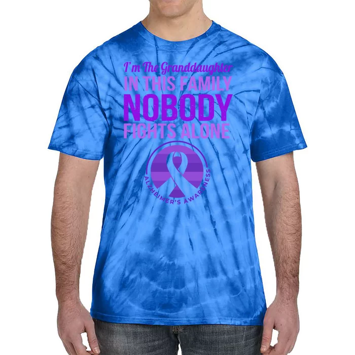 Granddaughter Nobody Fights Alone Alzheimers Awareness Gift Tie-Dye T-Shirt