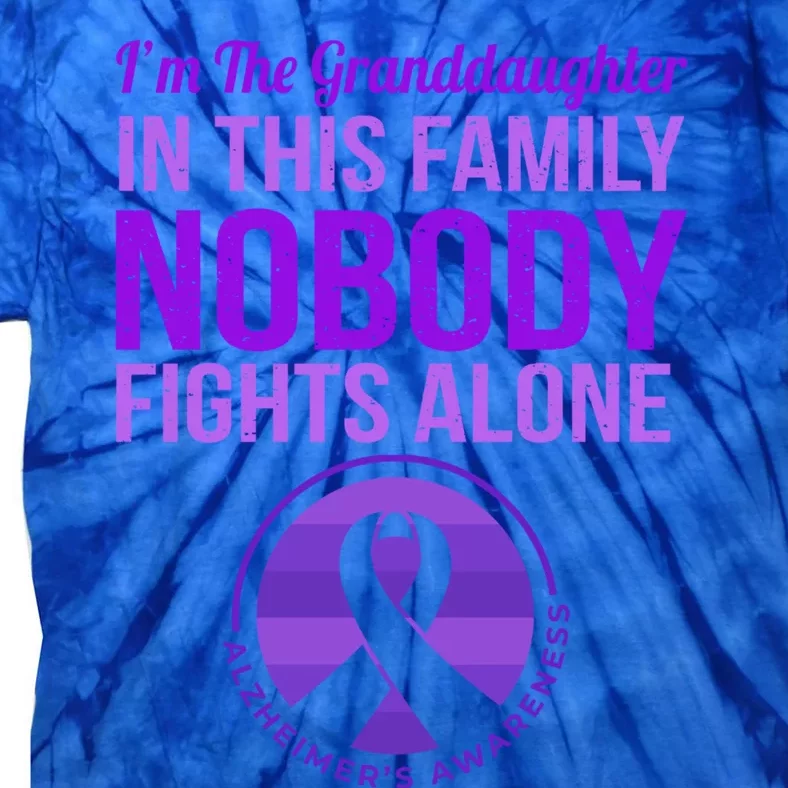 Granddaughter Nobody Fights Alone Alzheimers Awareness Gift Tie-Dye T-Shirt