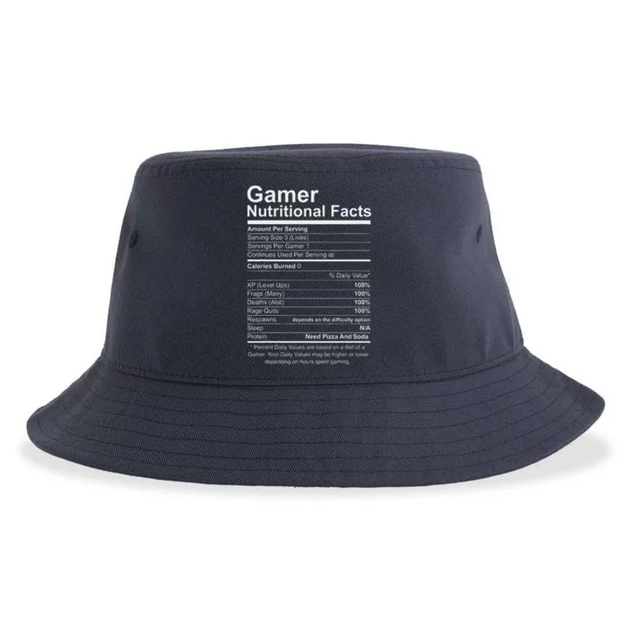 Gamer Nutritional Facts Cool Gamer Video Game Funny Sustainable Bucket Hat