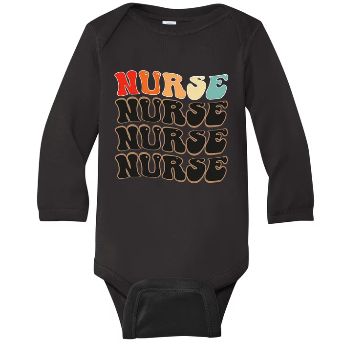 Groovy Nurse  Future Nurse Appreciation Nursing Baby Long Sleeve Bodysuit