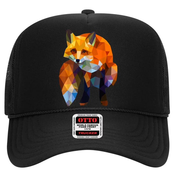 Geometric Nature Fox Cool Cute Graphic Art High Crown Mesh Trucker Hat