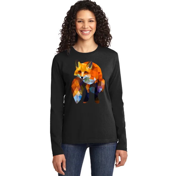 Geometric Nature Fox Cool Cute Graphic Art Ladies Long Sleeve Shirt