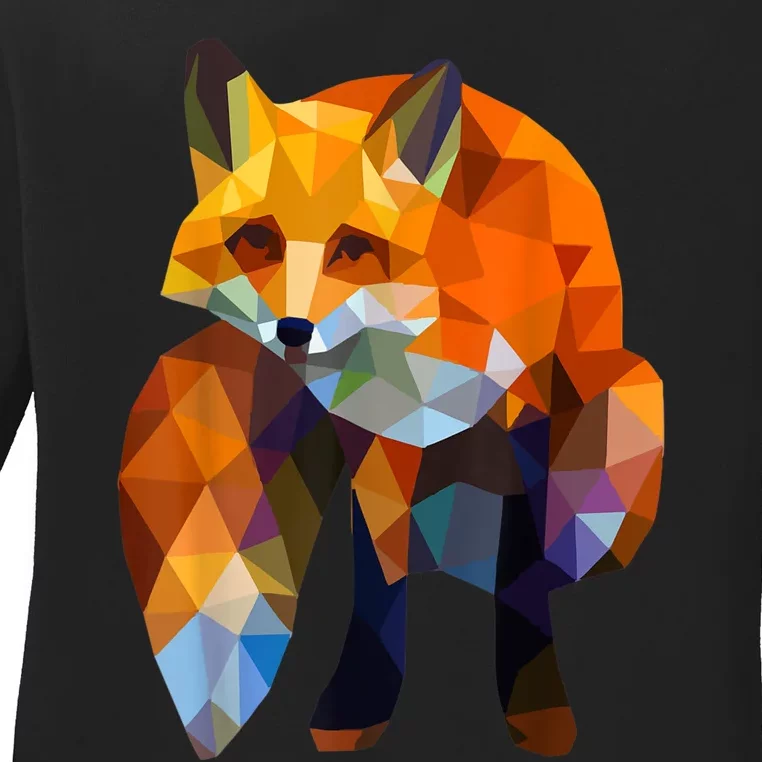 Geometric Nature Fox Cool Cute Graphic Art Ladies Long Sleeve Shirt