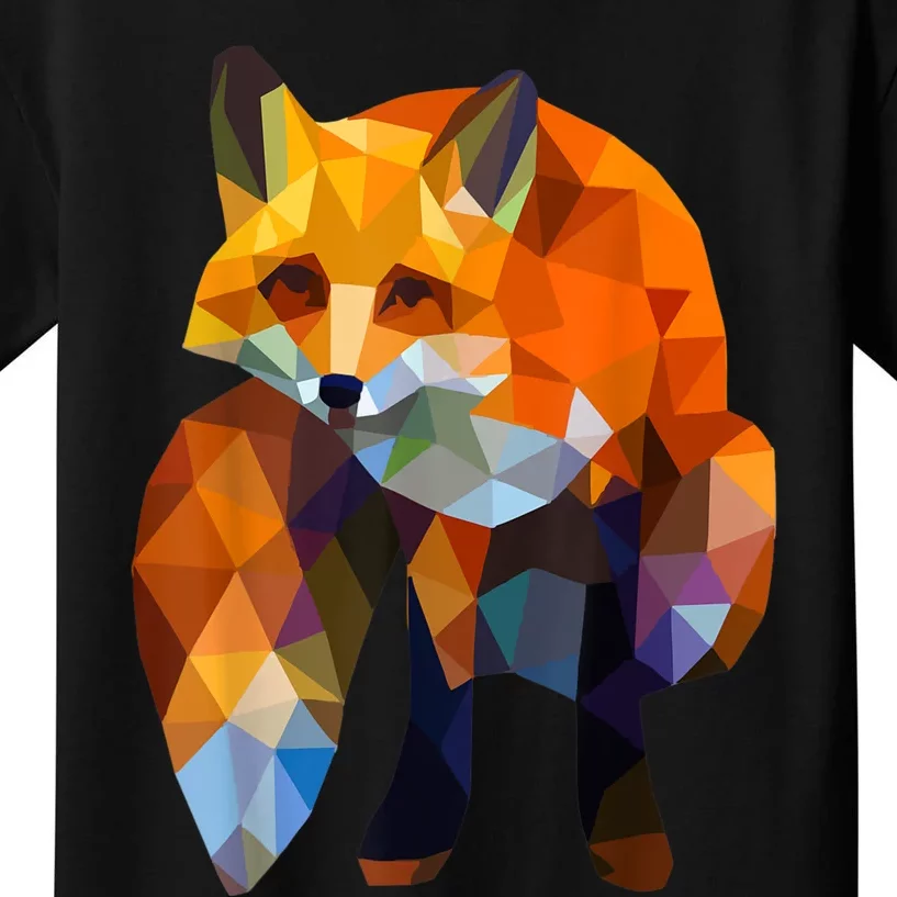 Geometric Nature Fox Cool Cute Graphic Art Kids T-Shirt