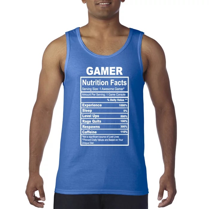 Gamer Nutrition Facts Funny Gift Tank Top