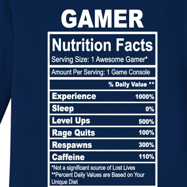 Gamer Nutrition Facts Funny Gift Baby Long Sleeve Bodysuit