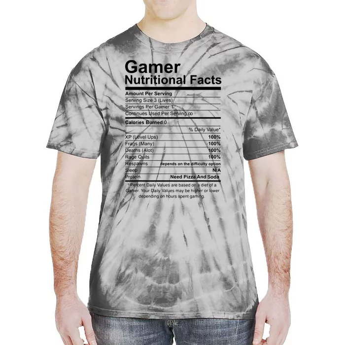 Gamer Nutritional Facts Cool Gamer Video Game Funny Tie-Dye T-Shirt