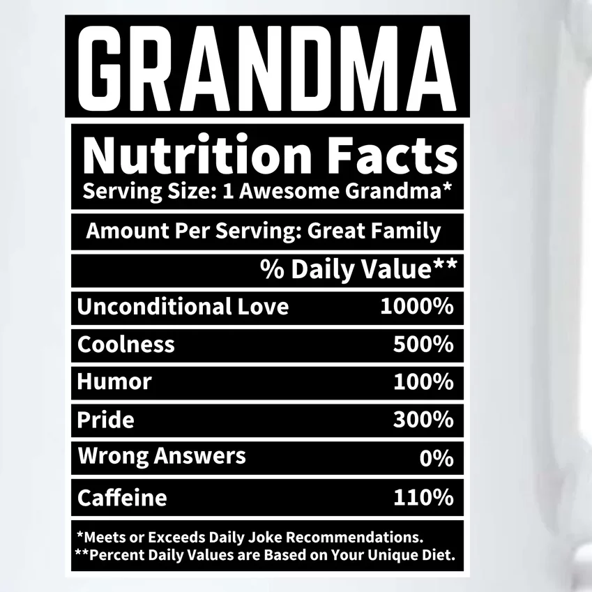 Grandma Nutrition Facts Black Color Changing Mug