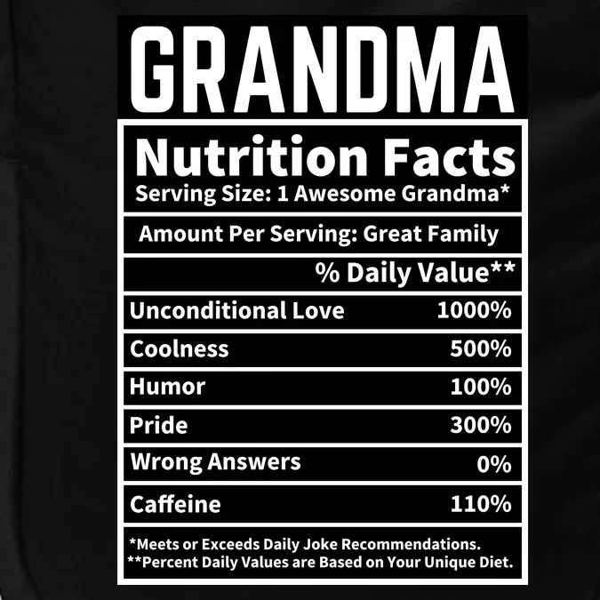 Grandma Nutrition Facts Impact Tech Backpack