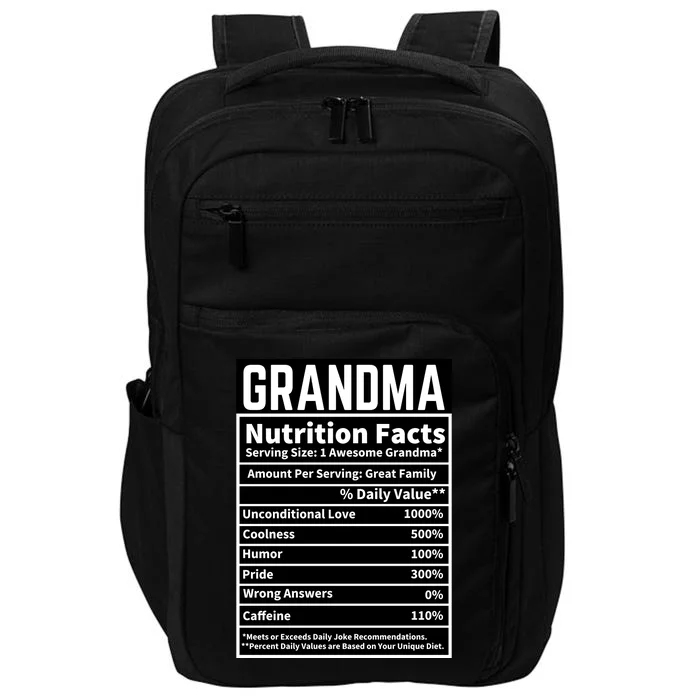 Grandma Nutrition Facts Impact Tech Backpack