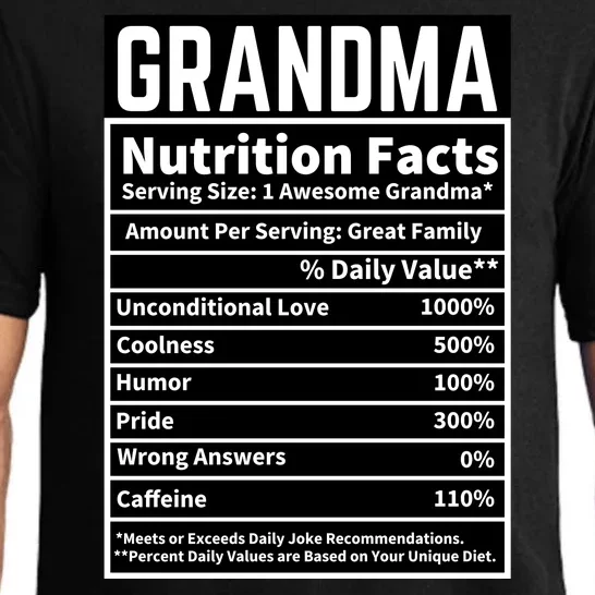 Grandma Nutrition Facts Pajama Set