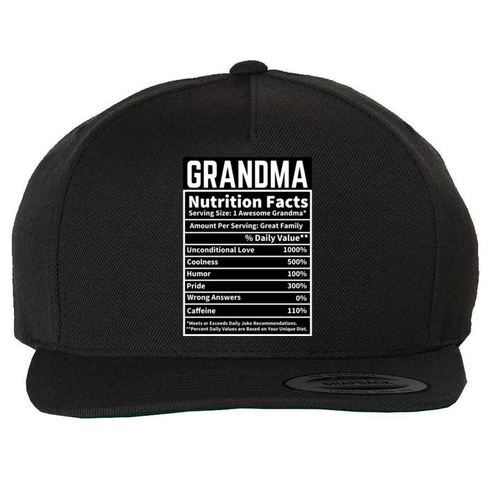 Grandma Nutrition Facts Wool Snapback Cap